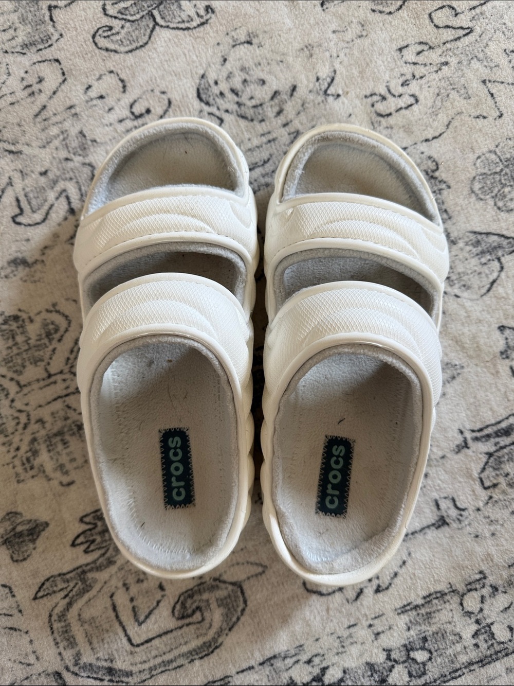 CROCS White Double-Strap Slide Sandals